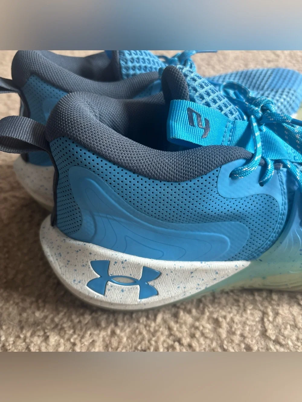 Under Armour Embiid One Basketball Shoes Viral Blue Mens 10 HOVR Sneaker